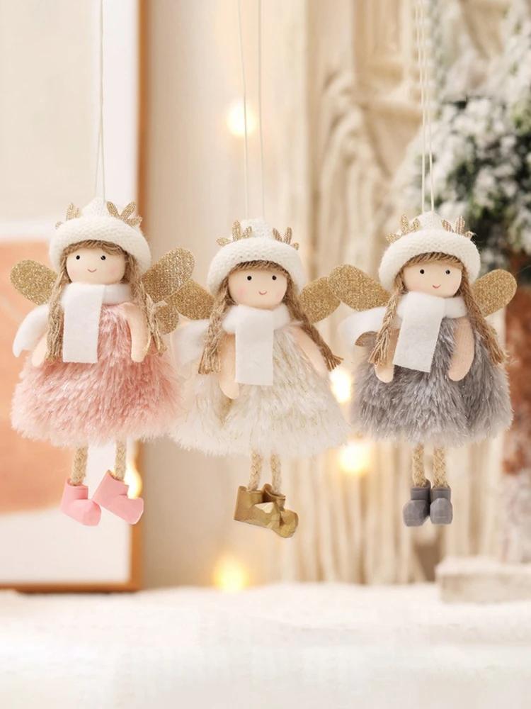 Новый Рождественский Ангел Кукла Подвеска Ангел Рождественская Елка Подвеска Плюшевые Подвесные Украшения Шармы Новогодние Подарки Рождественские Товары