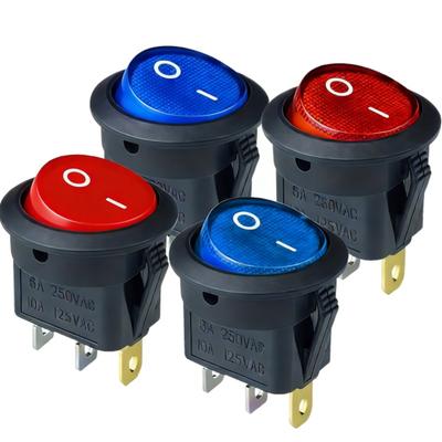 KCD1 Светодиодный тумблер 12V20A Подсвечиваемый переключатель в морском стиле 3 контакта 2 положения Монтаж в круглый вырез 20 мм Водонепроницаемый для морского применения
