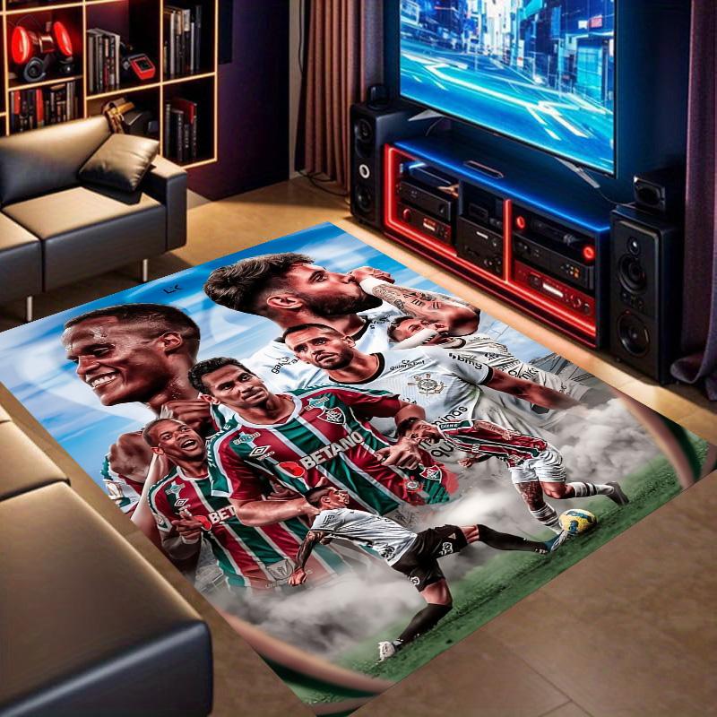 Brazil Football Team Player Collage Print Area Rug Non‑Slip Rectangular Floor Mat Soccer Fan Gaming Living Bedroom Decor