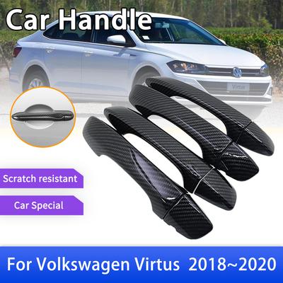 Накладка на ручку двери из углеродного волокна для Volkswagen VW Virtus 2018   Автомобильные защитные аксессуары Гаджет Стайлинг