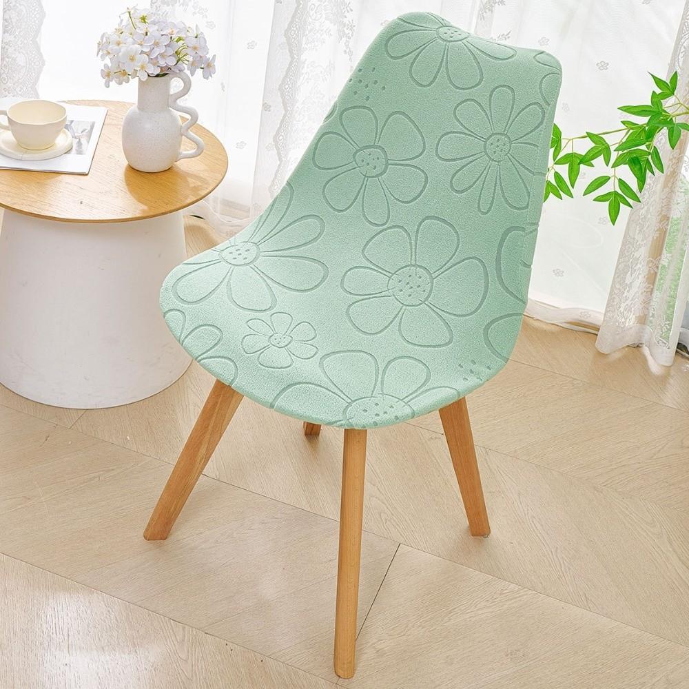 Modern Minimalist Seat Case Flower Embossed Chair Protector Shell Chair Slipcover Living Room