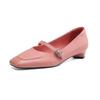 Cow Skin Spring Summer Size 41 Low Heels Women Light Shoes Square Toe Shallow Pumps