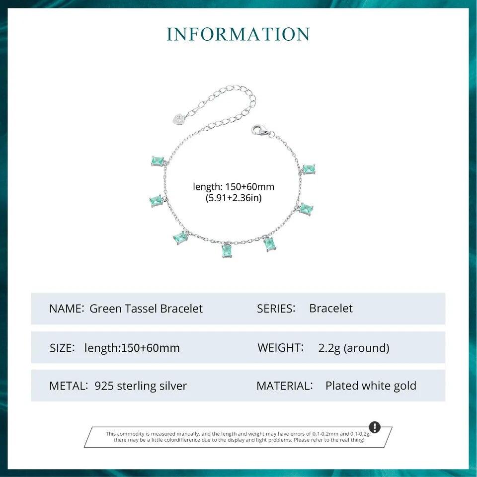 Женский браслет BAMOER с кисточками из белого золота, штабелируемый браслет из стерлингового серебра 925 пробы с шестью подвесками