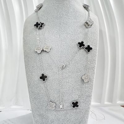 13 мм Титановая сталь 90 см 20 цветов Двусторонняя Цепочка-ожерелье Четырехлистный клевер Модная цепочка для свитера