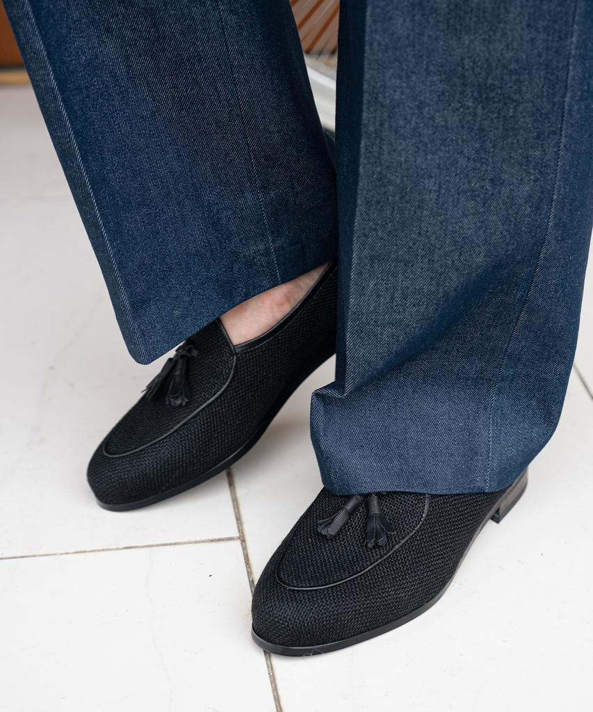 Allclassic Alc4402 Belgian Summer Linen Tassel Loafers_Black