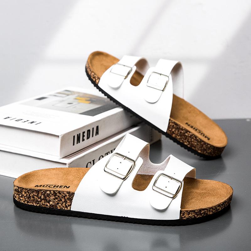 Мужские сандалии Birkenstock с двумя пряжками и открытым носом - Летняя повседневная уличная обувь Шлепанцы