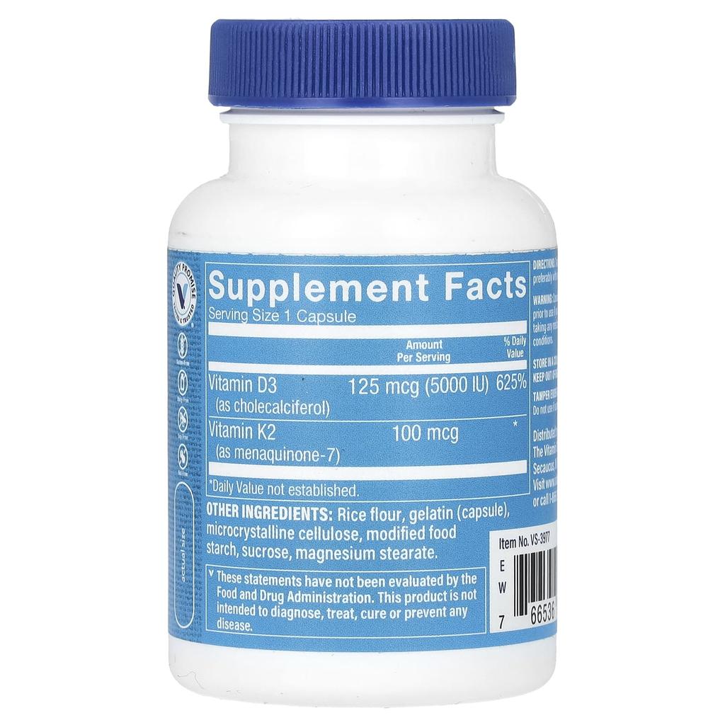 The Vitamin Shoppe, Витамин D3 и K2, 60 капсул