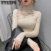 Autumn and Winter Pullover Women's Undercoat Lace Slim Fit Top Half High Collar Sweater