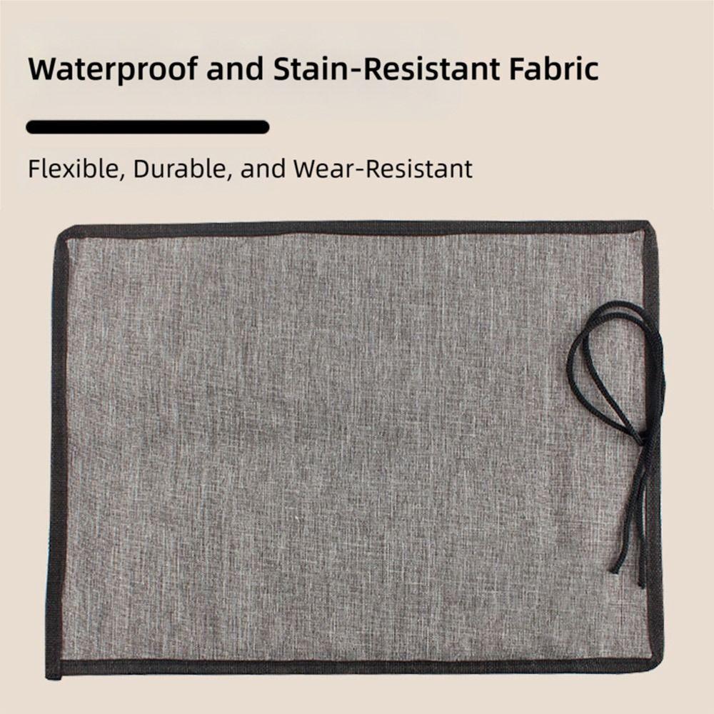 Durable Canvas Painting Brush Storage Pouch Grey Waterproof Pen Curtain 24 Holes Roll Up Pen Bag Students