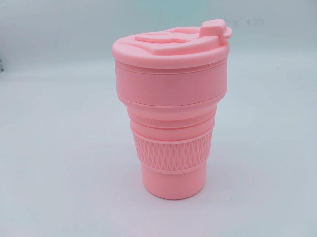 Creative Portable Folding Silicone Coffee Cup with Lid and Custom Logo