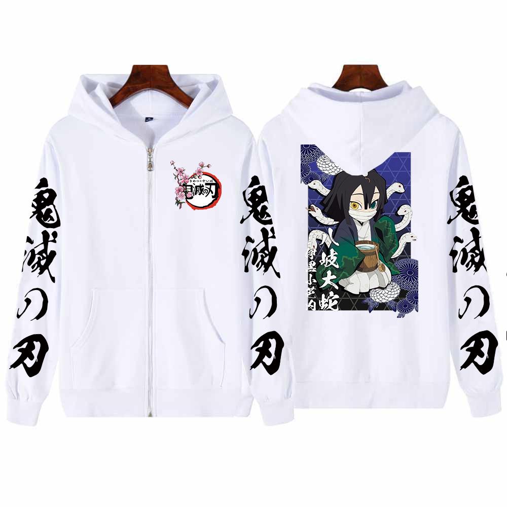 Аниме Iguro Obanai Demon Slayer толстовки на молнии для мужчин и женщин с кавайным принтом, эстетический мультфильм, осень-зима, повседневные теплые толстовки