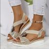Women's Casual Wedge Sandals Boho Style Open Toe Slip On Shoes Casual Summer Sandals