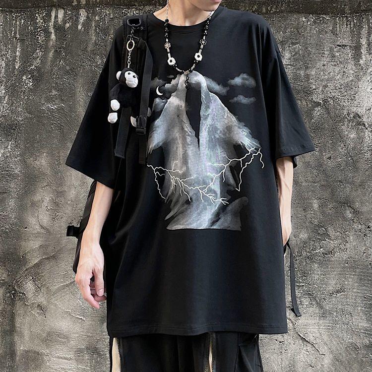 Футболка для мужчин, осенняя футболка Y2k, уличная футболка большого размера с длинным рукавом в стиле аниме, Harajuku, готические винтажные футболки с рисунком манга, топы
