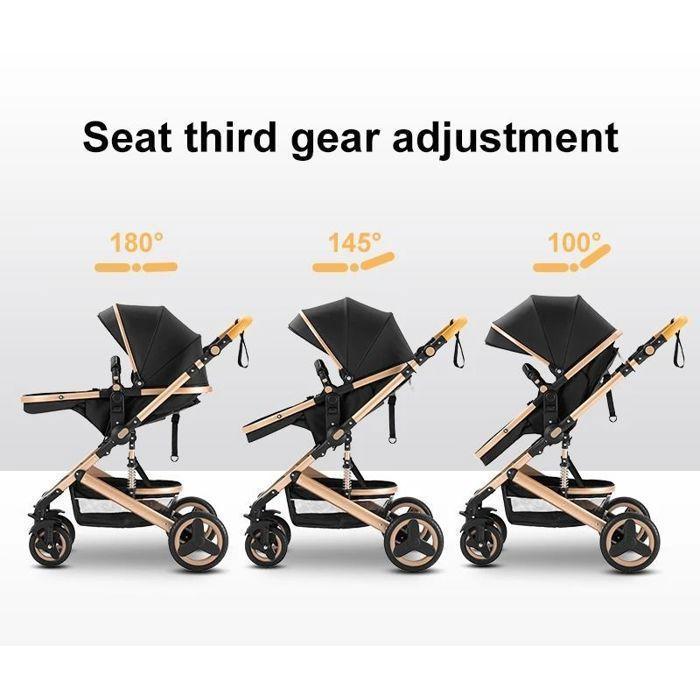 Poussette 3 en 1 Bébé Combinée Siège-Auto Nacelle Trio Réversible Réglable Haute Qualité Roues increvables Canne.