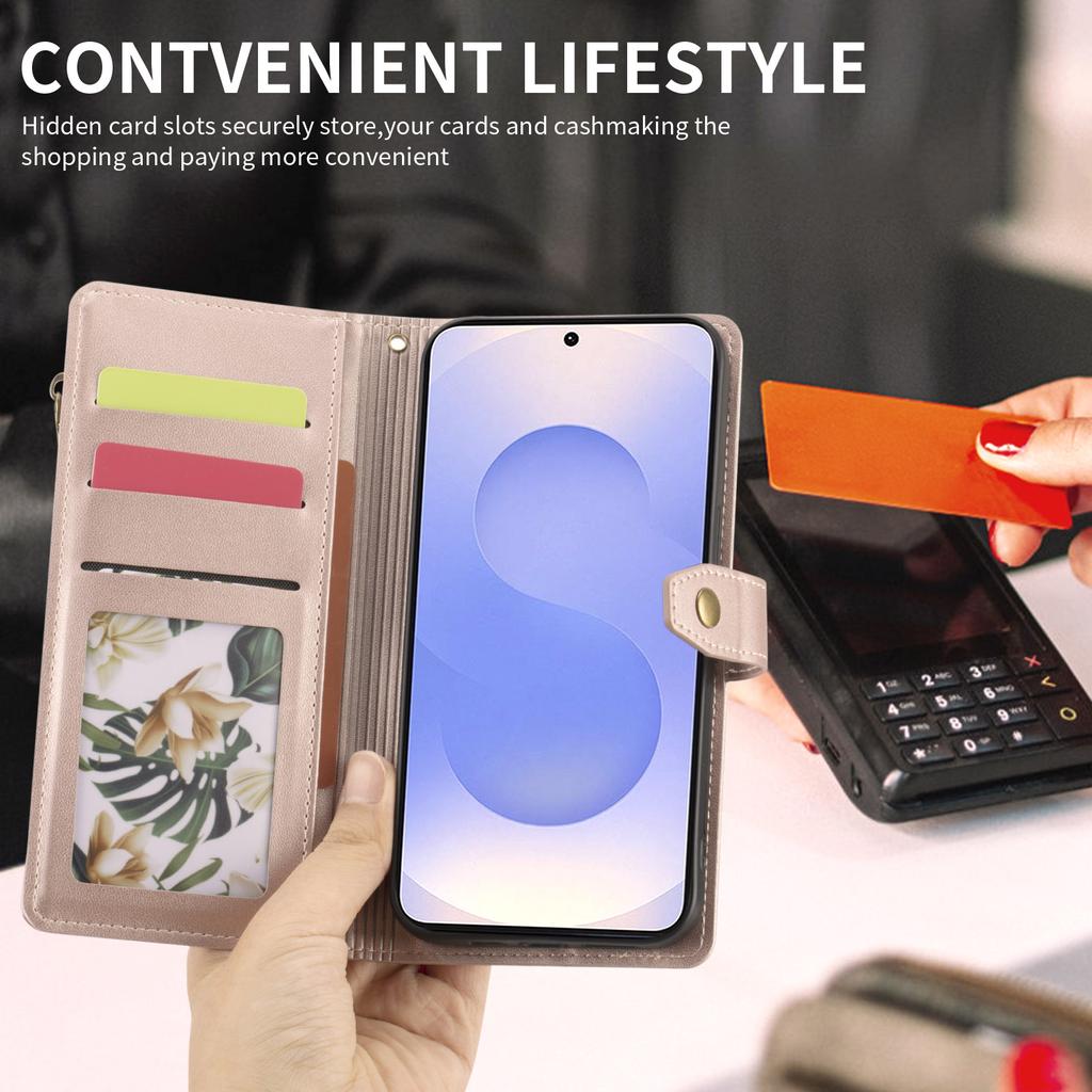 For Samsung S25Ultra/S24/S23/S22/S21/S20Fe Flip Phone Case with Multiple Card Slots for Coins, Faux Leather Wallet-Style Protective Cover