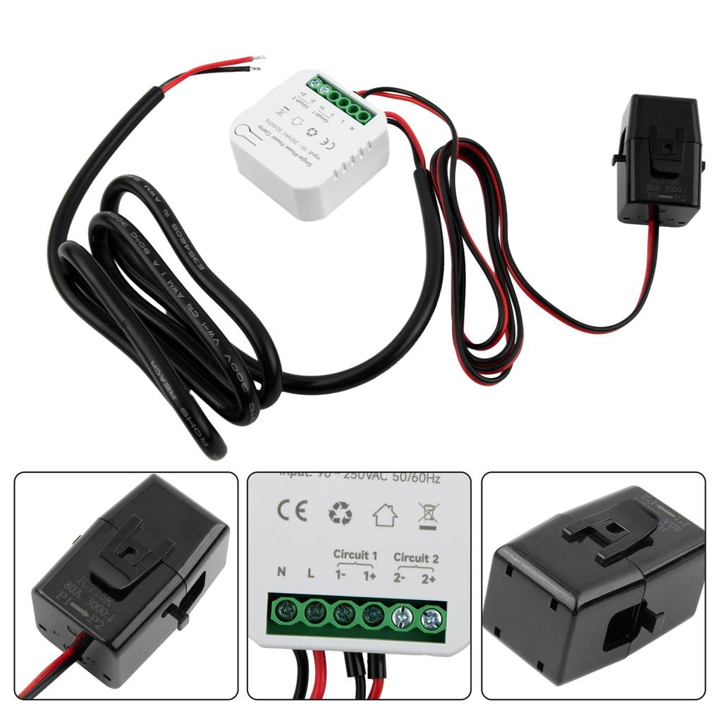 Tuya Smart Life WIFI счетчик энергии 80A с зажимом Ct App kWh