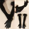 Velvet Elbow Gloves for Formal Event Party Costume Gloves Elegant Ceremony Gloves Women Stage Performances Long Gloves