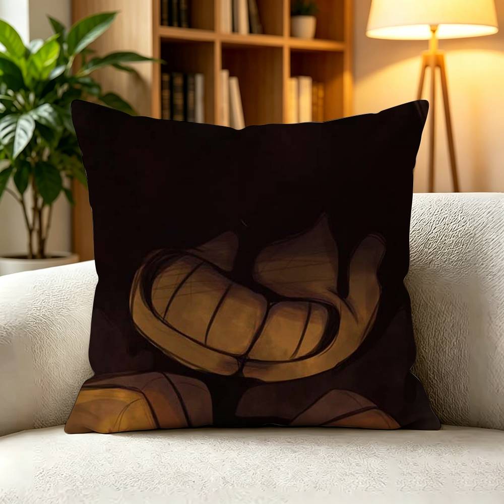 CClassic Indie Horror Game BATIM Bendy Pillow Case Square DoubleSided Sofa Cushion Cover Bedroom Bedside Pillow