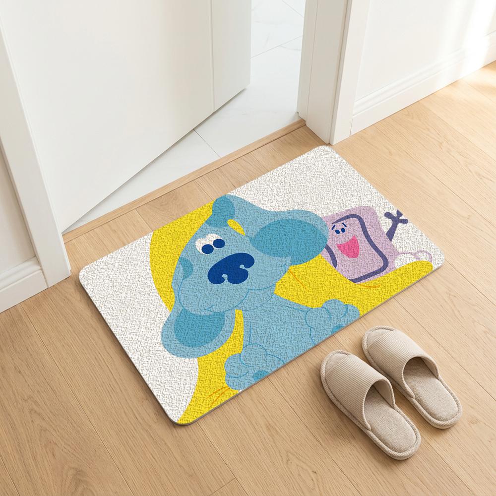 Cartoon B-Blues C-Clues Floor Mat Diatomite Bath Mat, Quick Dry, Absorbent, Multi-Scene Mat