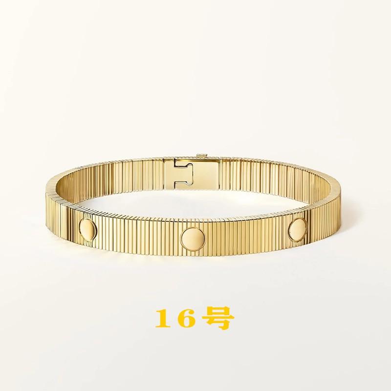 Stainless Steel Titanium Bracelet Men Women Geometric Stripe Screw Design Minimalist Adjustable Bangle Jewelry