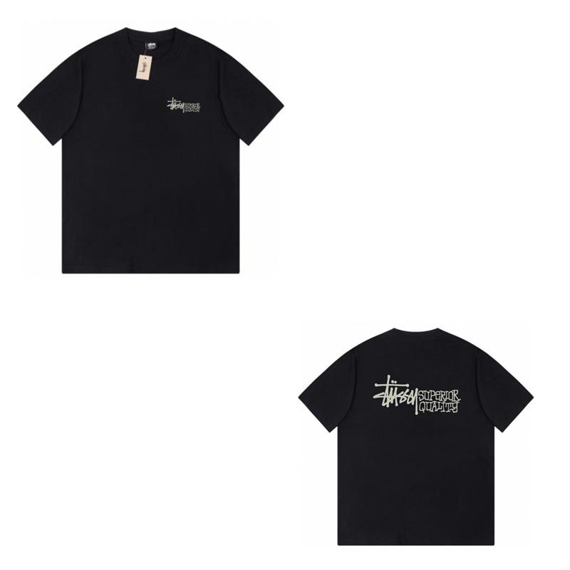 Short-sleeved high-quality trendy brand men's and women's loose cross-border Stu Xi Stu crew neck printed couple T-shirt with the same collection