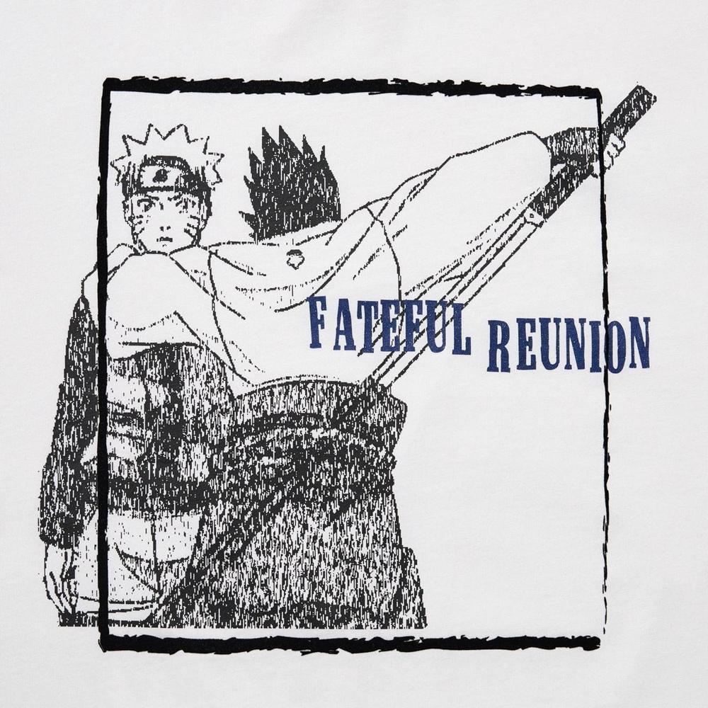 Uniqlo X Naruto Сотрудничество SS23 Архив Саске Наруто Принт с буквами Футболка с коротким рукавом Унисекс Топы Белый 459204-00
