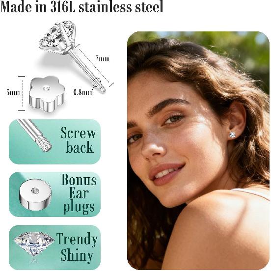 Scottsdale Diamond 14K Gold 0.5 to 4 Carat Certified Lab Grown Diamond Stud Earrings for Women Her Round Cut 4 Prong Screw Back Fine Jewelry (E/F