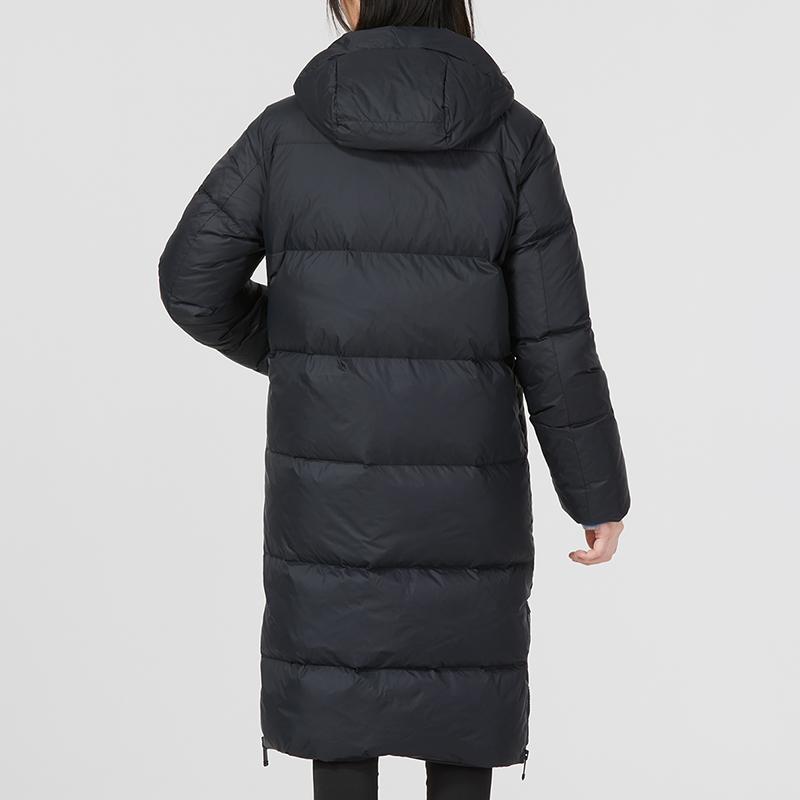 Under Armour Solid Logo Sports Casual Long Hooded Down Jacket Women Upperwear Black 1375454-001