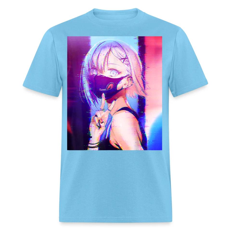 Cute Waifu Vaporwave Anime Peace shirt Aesthetic Japanese Pixelated Blur T-Shirt 8