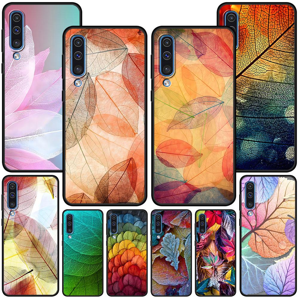 Colorful Leaves Case for Samsung Galaxy A10s A50 A50s A02s A03s A20 A30 A20e A70 A70s A20s A30s A10 A40 A04 Black Phone Cover