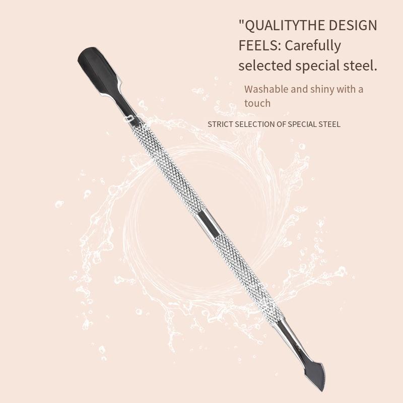 1PC Double-head Dual-purpose Stainless Steel Manicure Peeling Push Hand Repair and Nail Removal Phototherapy Care Large and Small Steel Nail Push Tool