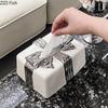 Легкая роскошная коробка для салфеток с бантом, керамическая коробка для салфеток для гостиной, ванной комнаты, украшение для дома, художественная коробка для хранения салфеток, подарок