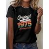 Women's 1975 Limited Edition Graphic T-Shirt Vintage Cassette Print, Short Sleeve Crew Neck Casual Top for Spring & Summer