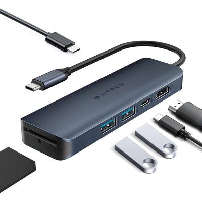 Многопортовый адаптер HyperDrive Next Hub с 4K USB, совместимый с и для удаленной работы и телеwork, 6 портов USB-C HDMI, 60 Гц, 3.2, MacBook, iPad,
