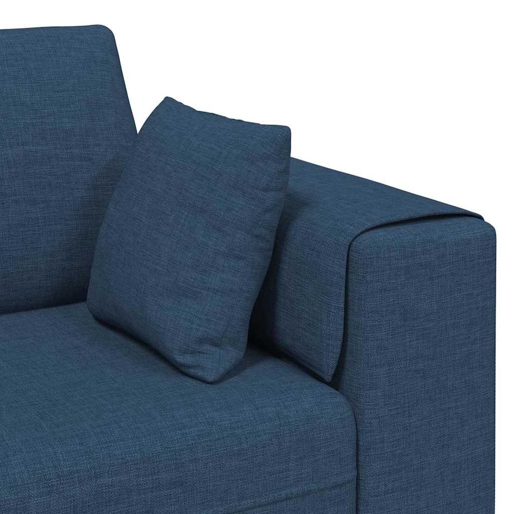 Blue 4 Seater Sofa with Cushions 250 x 77 x 76 cm Fabric