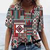 Summer Oversized Women's T-shirt V-neck 3d Vintage Harajuku Casual Ladies Ethnic Style T Shirt Short-sleeved Girl's Pullover