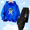 Children's Spring Autumn Funny Astronaut Printed Hoodies Set Pullover Children's Suits Hoody Sweatshirt Sportswear+Pants 2pc Set