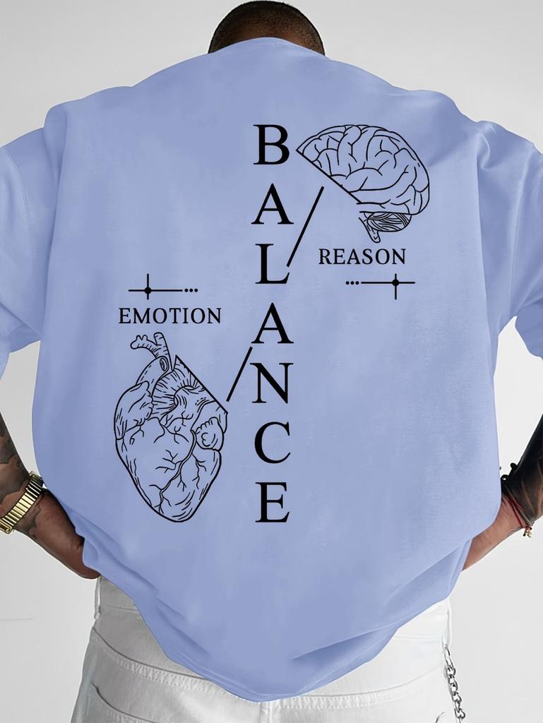 Fashionable new American Unisexs summer brain heart letter print soft and breathable round neck Tshirt outdoor street style top