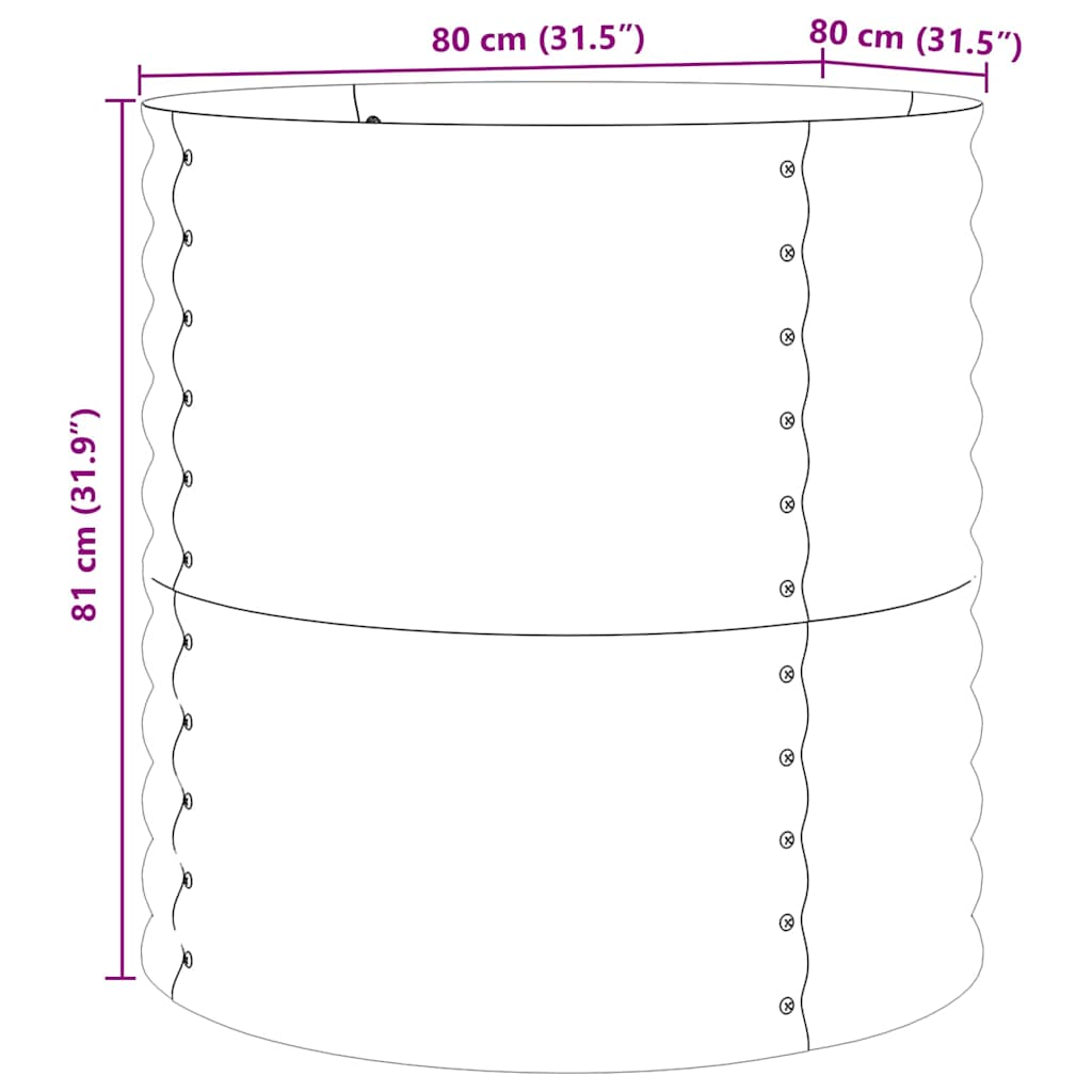 Elevated Planter Box Brown 80 x 80 x 81 cm Steel