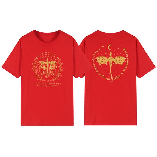 Двусторонняя футболка «Четвертое крыло» Basgiath, футболка военного колледжа, женская одежда, винтажные футболки с короткими рукавами и рисунком, футболка Bookish