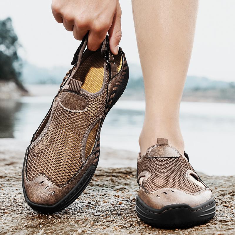 Men Sandals Black Gladiator Sandals Outdoor Summer Green Roman Sandals Sport Beach Shoes Plus Size Close Toe