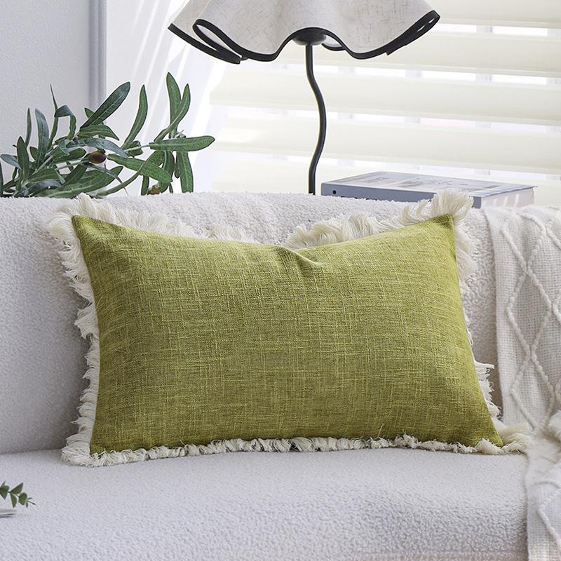 Плотный Лен Однотонная Наволочка для Подушки Дивана Подушка Гостиная Подушка для Спины Автомобиль Отель Поясничная Подушка