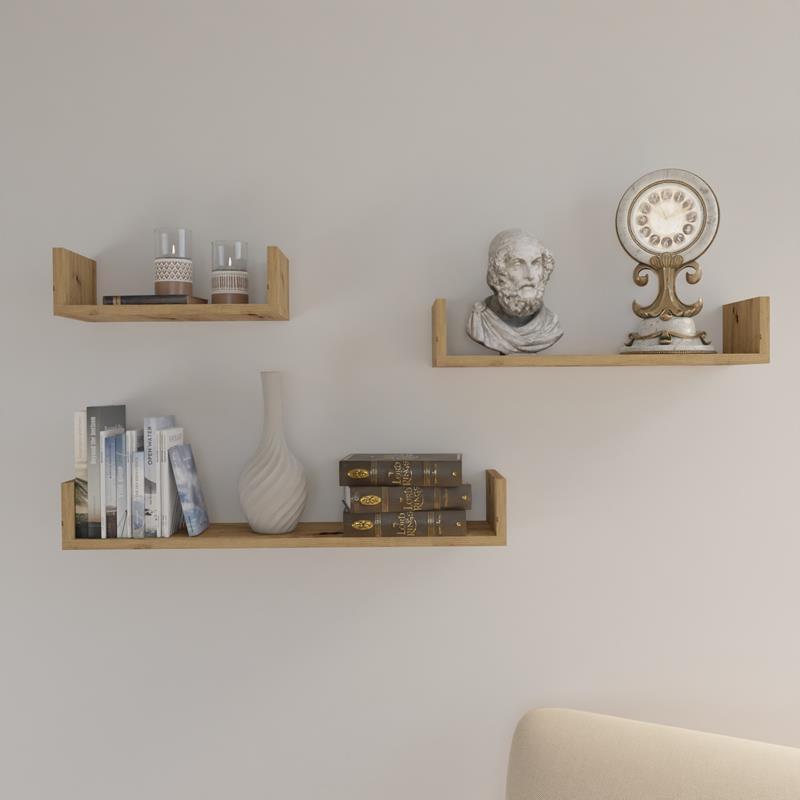Ex3 Small Hanging Shelf, Artisan Oak, Set Of 3 Shelves
