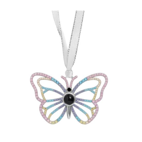 Metal Projection Pendant Christmas Angel Ornament Rhinestone Bird Butterfly Decoration Memory Keepsake Gift for Family Friends Couples Pet Owners