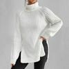 Зимний свитер с разрезом по бокам, морозостойкий эластичный простой повседневный свободный теплый пуловер, уличная одежда