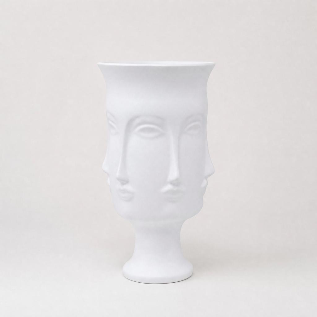 Human Face Decorative Vase White Human-Face Tall for Living Room