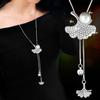 Цепочка на ключицу Гальваническое покрытие Стразы Два способа ношения Сердцевидный Высокий блеск Украшение для шеи Преобразить Роскошь Подвеска Четырехлистный клевер