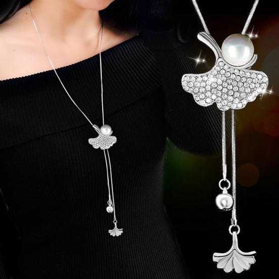 Цепочка на ключицу Гальваническое покрытие Стразы Два способа ношения Сердцевидный Высокий блеск Украшение для шеи Преобразить Роскошь Подвеска Четырехлистный клевер