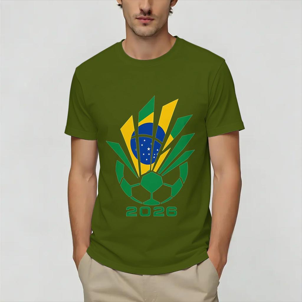 Unisexs Brazil 2026 Soccer T Shirts 100 Cotton Clothes Fashion Short Sleeve Round Neck Tee Shirt Plus Size TShirts