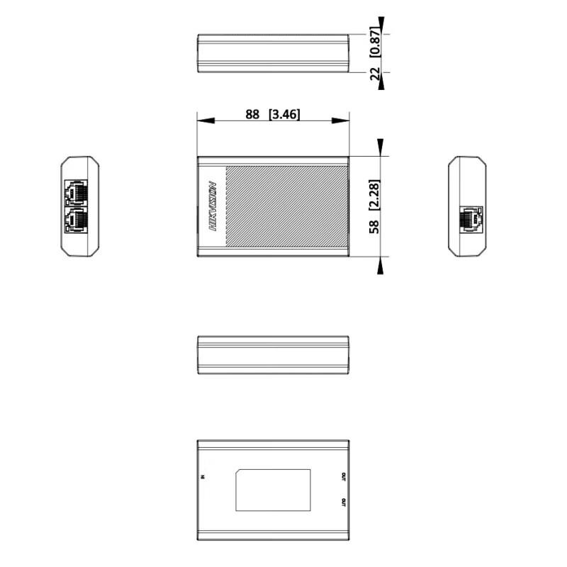 Hikvision DS-XS03-PR 200m 100Mbps PoE Repeater CN plug (adapter included)